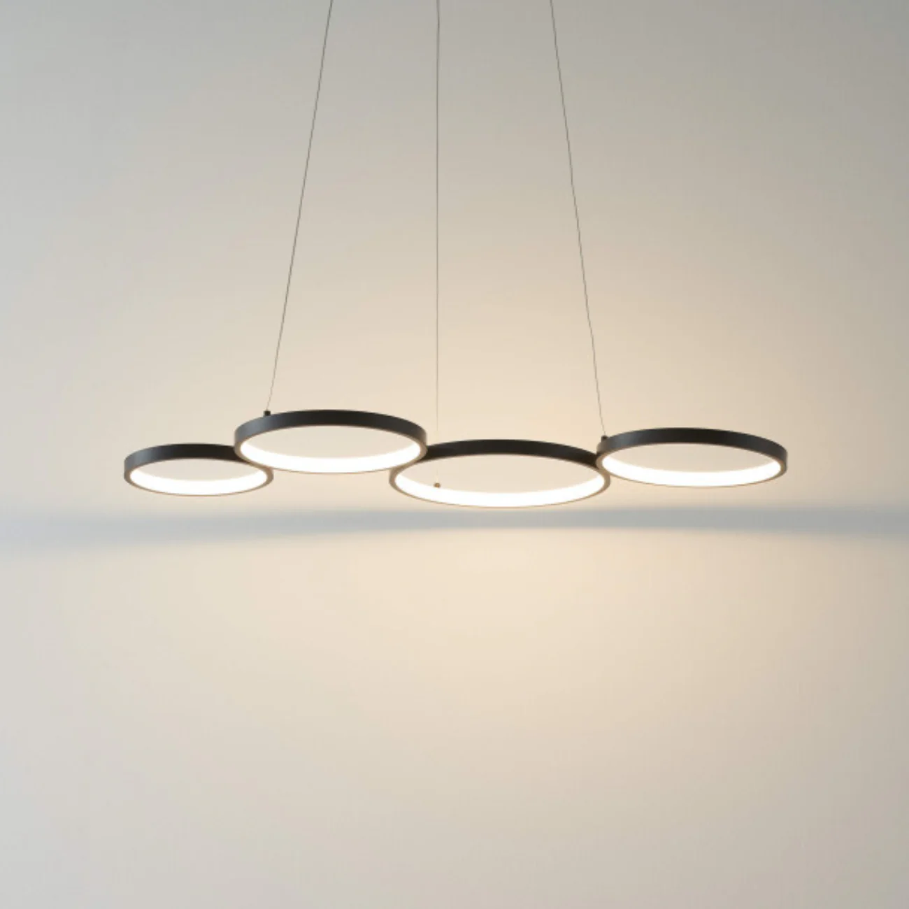Black Metal LED Pendant Light – Minimalist 4-Circle Design | LED Pendant for Living & Dining Rooms | Bright House
