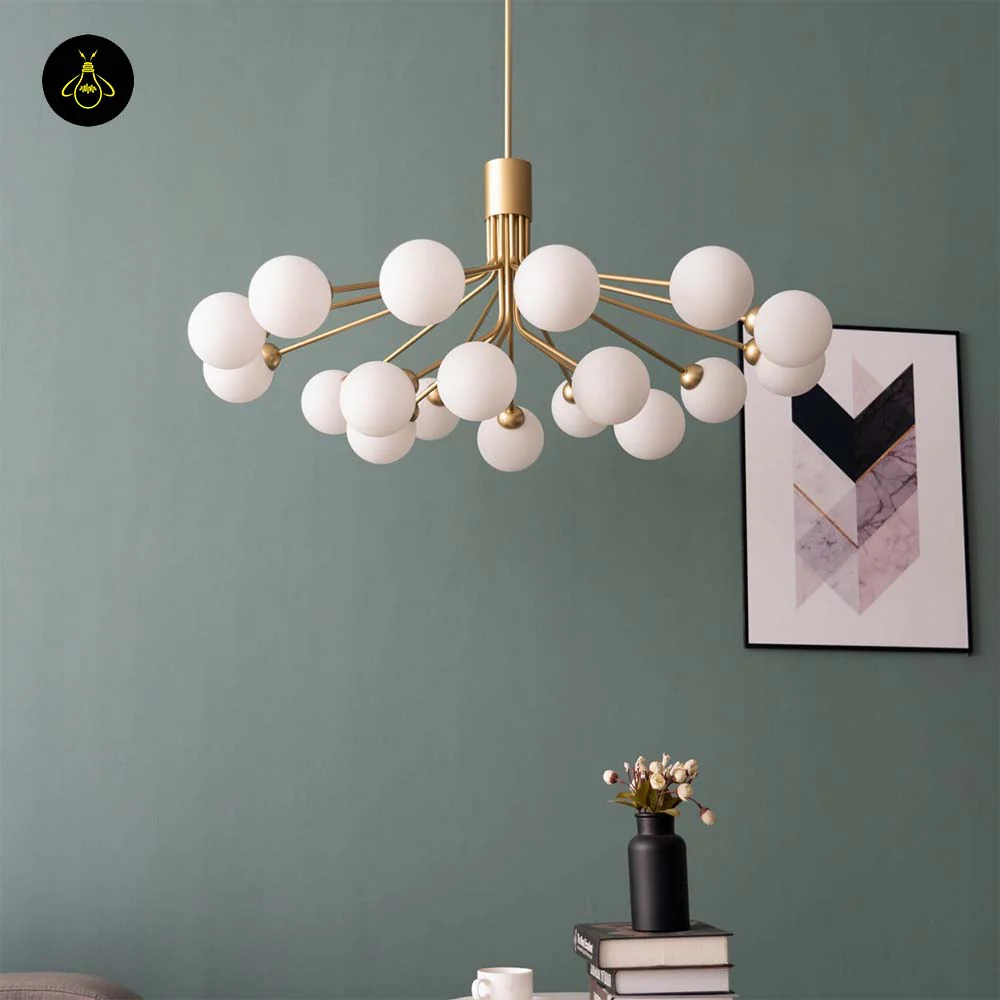 Gold Plated Pendant Lamp – Elegant 18 Ball Design | Decorative Lighting for Living Room & Dining | Brighthouse
