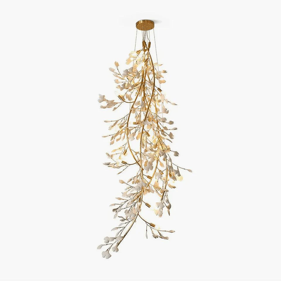 Bright House Ceramic Leaf Chandelier – Brass Finish, 31.5-Inch – Statement Lighting