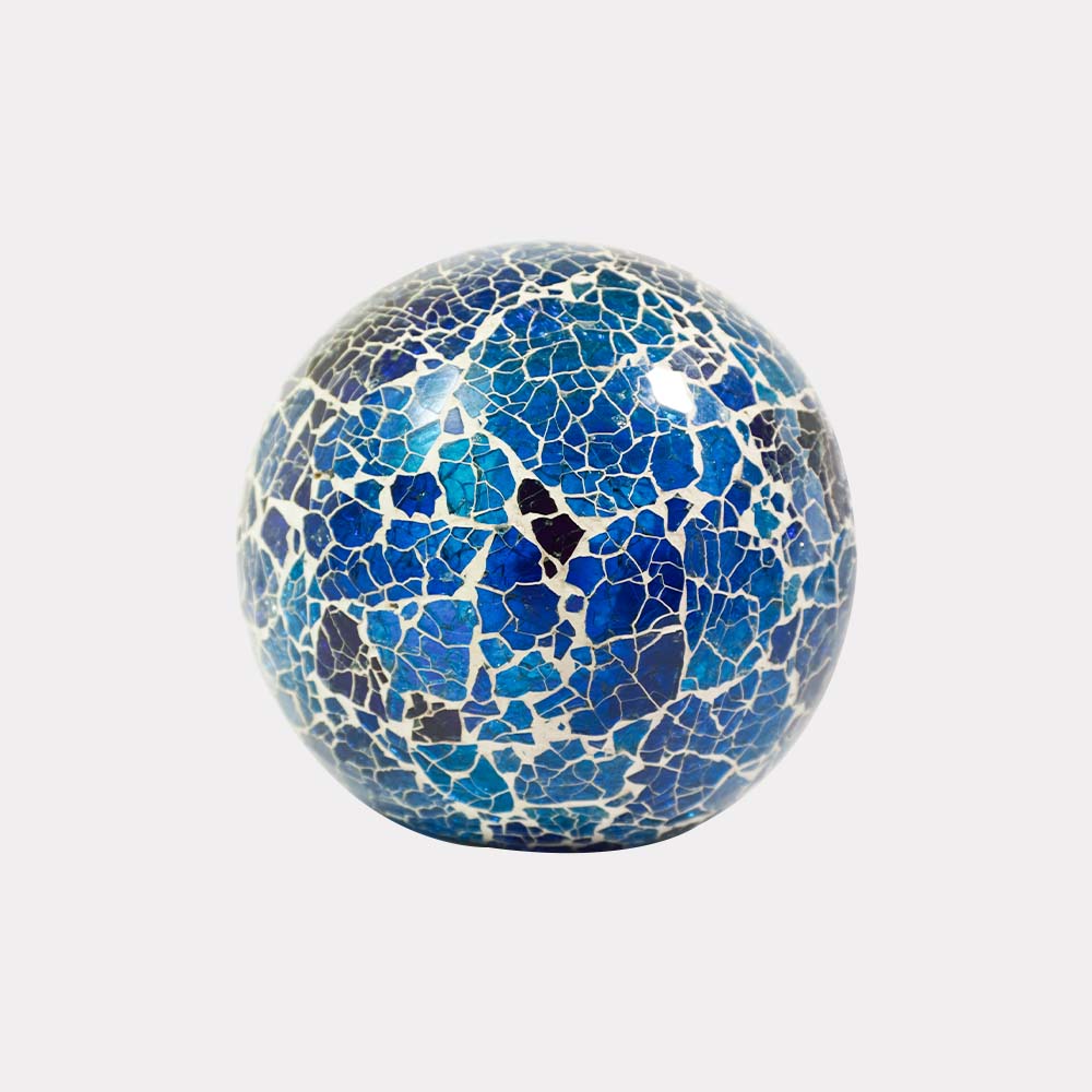 Blue Borosilicate Aqua Crackle Glass Ball – 6.5 Inch | Lighting Component for Chandeliers | Bright House