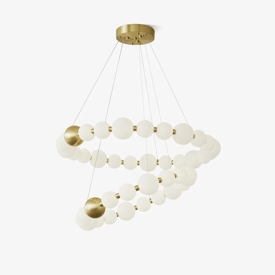 Bright House Modern Acrylic Pearl Chandelier – Brass Finish, 32.3/40.2-Inch – Statement Lighting