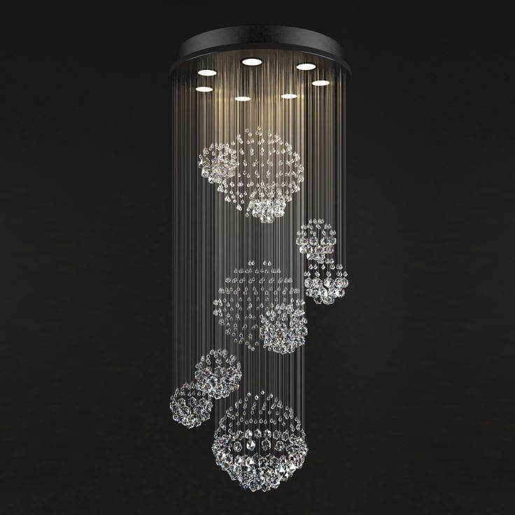 Bright House Luxury Solar System Spiral Raindrop Chandelier with Tiered Crystal Design, Perfect for Staircase and Foyer