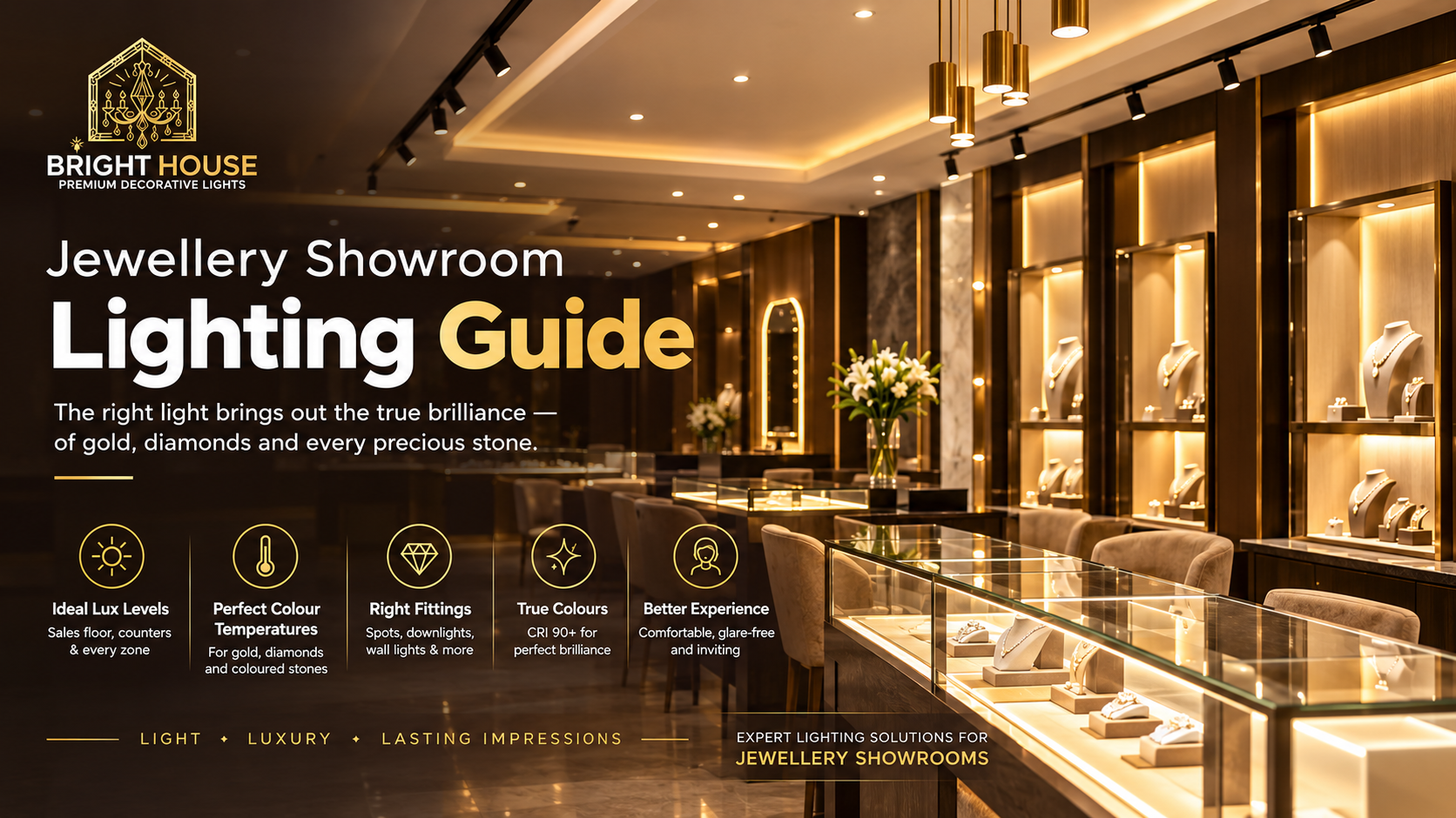Jewellery Showroom Lighting: 6 Zones, Real Lux Numbers