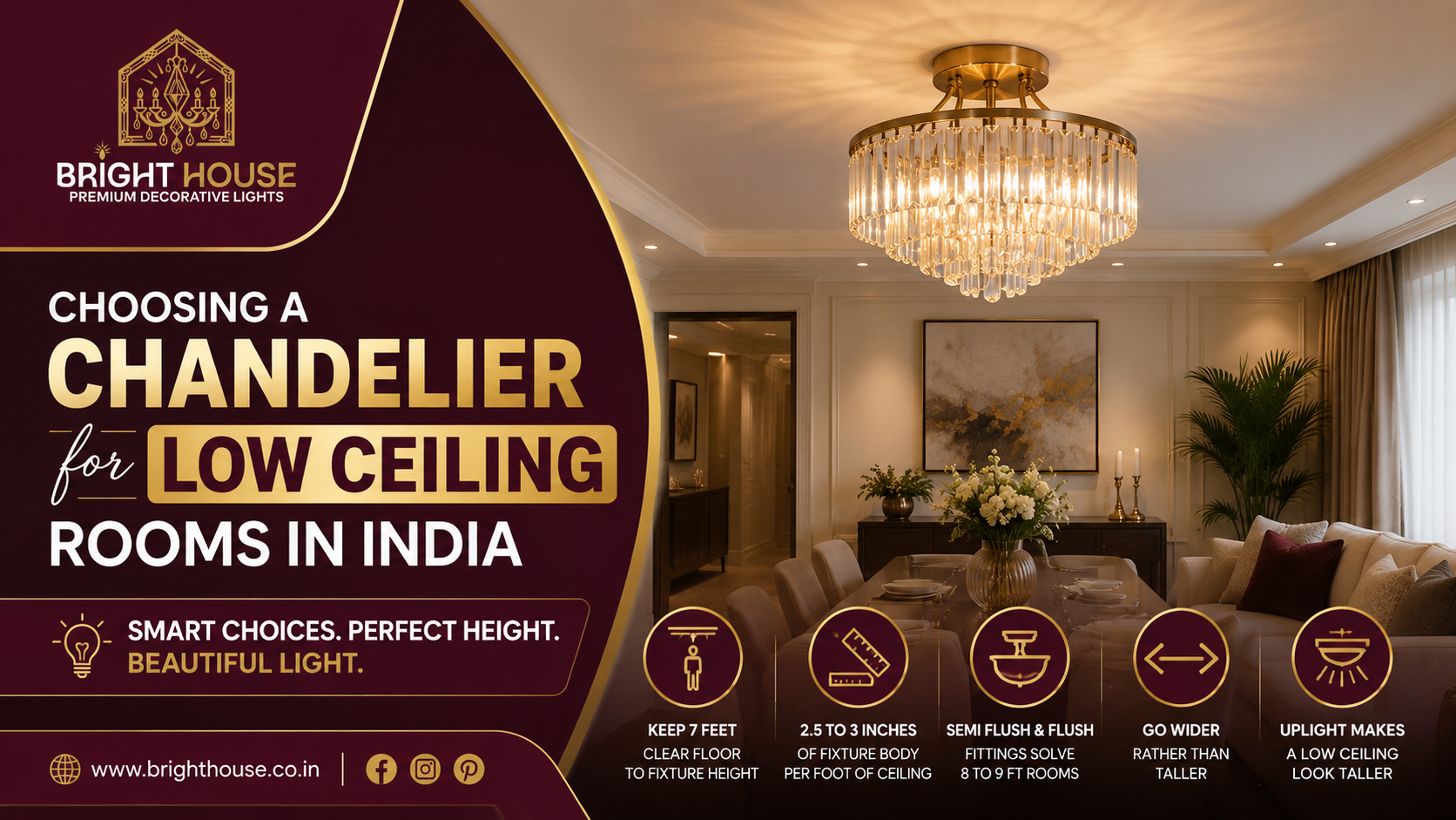 Choosing A Chandelier For Low Ceiling Rooms In India