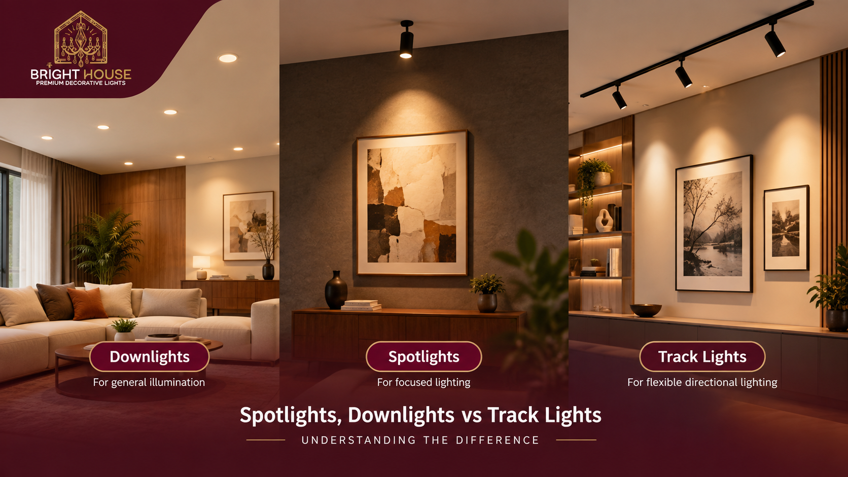 Downlights vs Spotlights vs Track Lights: Understanding the Difference