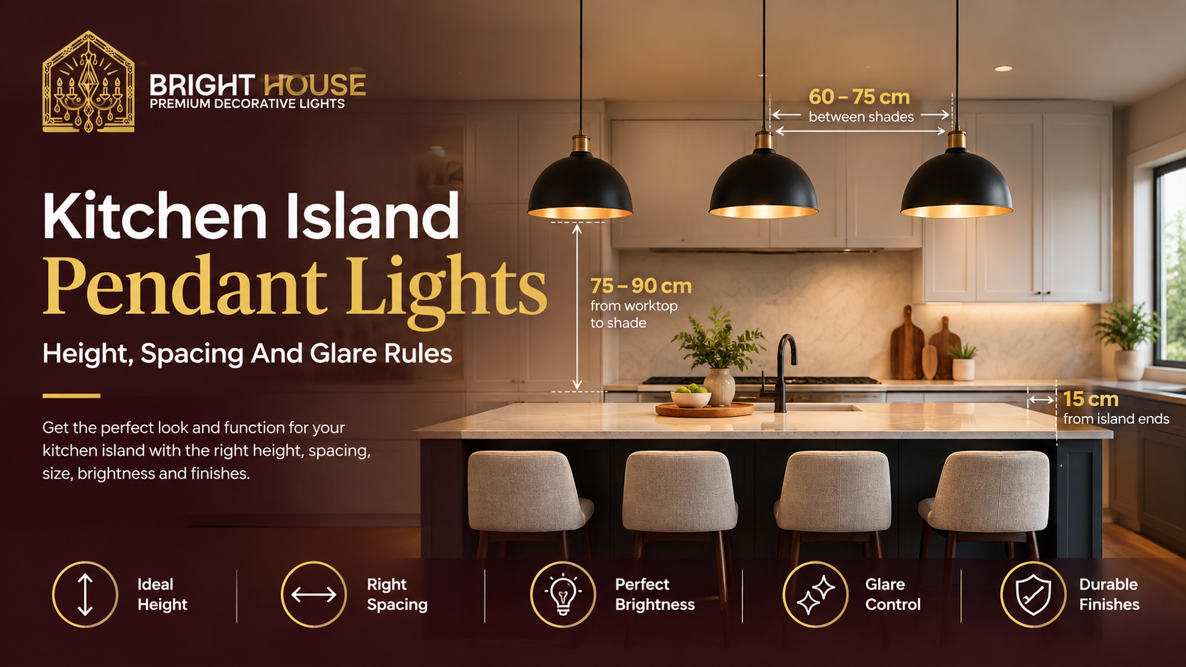 Kitchen Island Pendant Lights: Height, Spacing And Glare Rules